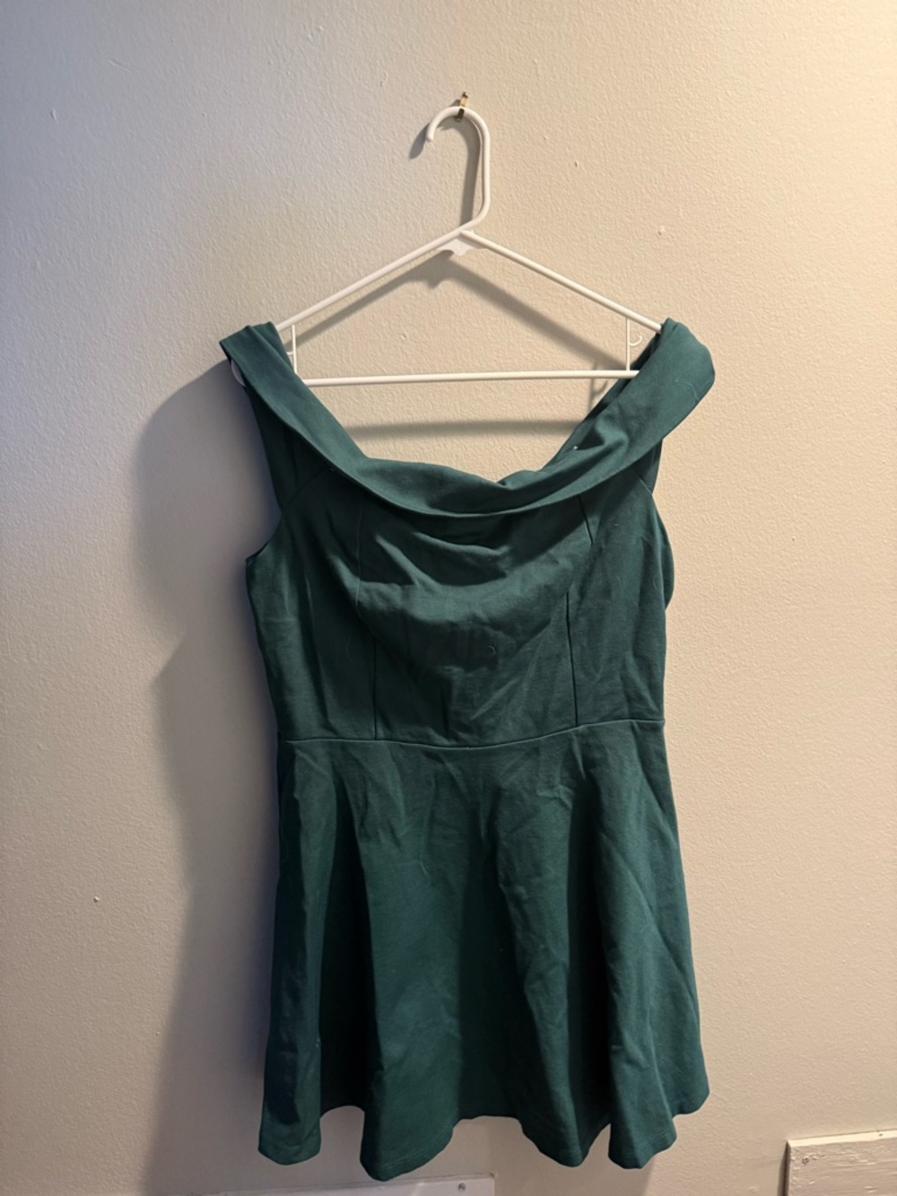 Lulu's Teal One-Shoulder Fit-and-Flare Dress